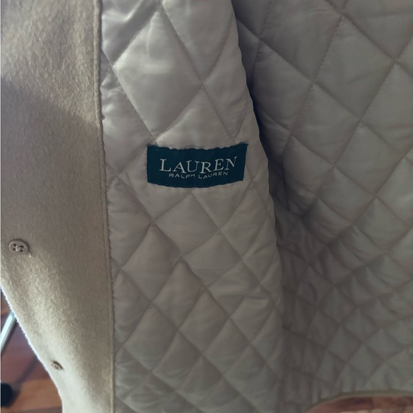 Ralph Lauren Coat Womens Beige Wool Hooded Quilt Lined Jacket size S - Picture 5 of 7
